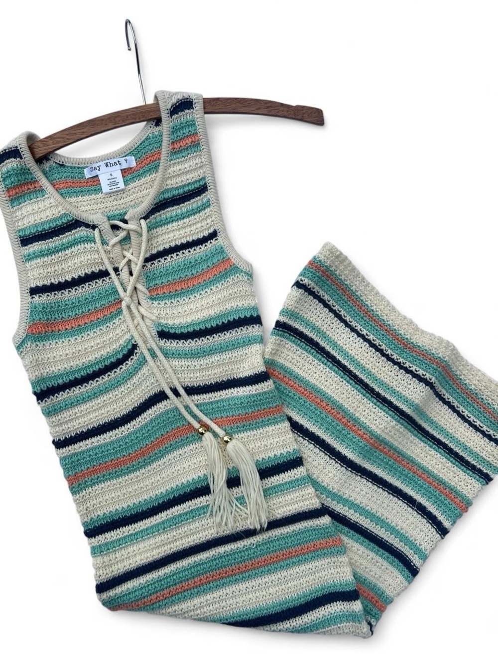 Crochet Dress Striped Midi Dress – Size Small – Like New - summer beach dress
